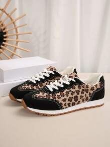 Women's Athletic Sneakers, Multi-Season Campus White Shoes, Women's Daily Non-Slip, Comfortable Lace-Up Soft Bottom Casual Shoes - Black Leopard Print - View 7