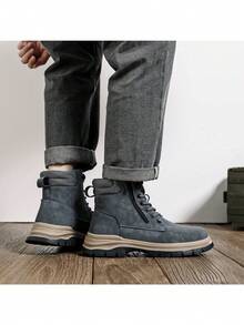 Botas de trabajo de seguridad gris resistentes al agua para hombres, calzado masculino, botas altas de tobillo indestructibles, a prueba de pinchazos y resistentes a la presión, con puntera de acero - Gris - Ver 10