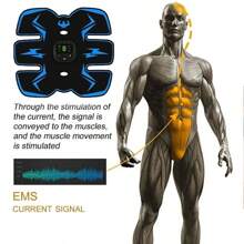 EMS Wireless Muscle Stimulator Trainer, Smart Fitness Abdominal Trainer, Electric Body Massager - Black - View 3