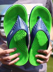 Men'S Stylish And Lightweight Massage Granular Bottom Slippers, Comfortable, Non-Slip And Durable EVA Flip-Flops, Suitable For Men'S Outdoor Activities - màu xanh lá - Xem 5