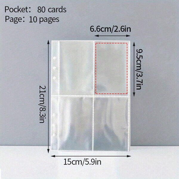 A5 Ultra Clear ABS Photo Album, 10 Sheets - 1 Pocket, 2 Pocket 6", 4 Pocket 4" Mushroom Hole Binder For Home, Game Cards And Accessories Storage Back To School