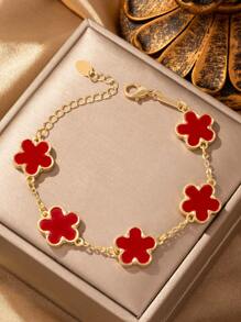 1 chiếc vòng tay trang trí hoa 5 cánh hai mặt theo phong cách dấu phẩy thanh lịch đa năng mới dành cho phụ nữ ngày lễ tình nhân - vòng tay hoa nhỏ - Xem 18