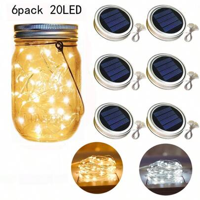 Solar Mason Lid Light String Solar Cracked Glass Globe Lights Accessories LED Copper Wire Light String Without Bottle Outdoor Patio Wishing Lights Mason Jar Decorative Fairy Lights Lids Holiday Christmas Decor