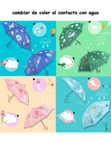 Paraguas Plegable Y Portátil Para Sol Y Lluvia Nuevos estilos Serie de dibujos animados lindo día soleado día lluvioso paraguas con cubierta impermeable para hombres y mujeres paraguas especial paraguas de seguridad automático mango largo sombrilla semiautomática duradera paraguas de protección solar paraguas de dinosaurio - Rosa - Ver 4