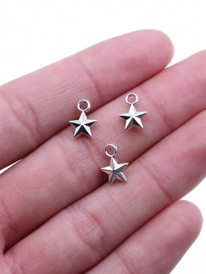 40pcs/Bag 8x11mm Pentagram Star Charms For DIY Earring, Necklace, Bracelet, Keychain Making DIY Jewelry Making