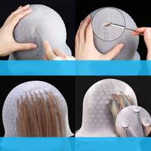 1pc Simple Hair Dyeing Cap Set With Highlighting Needle, Silicone Highlighting Cap & Hair Dyeing Cap,Bonnet,Shower Cap,Hair Products And Accessories For Barber Salon Beauty Travel Essentials