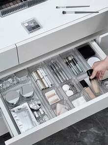 1 hộp đựng đồ trang điểm bằng acrylic có ngăn kéo trong suốt, thích hợp để trang điểm, ngăn kéo, có thể đựng son môi, phấn mắt, mỹ phẩm chăm sóc da, phụ kiện gia đình [Chất liệu acrylic] - Nhiều màu - Xem 5