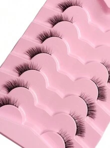 Rikuaild 7 Pairs Half-Cut False Eyelashes, Soft & Natural Cat Eye Fake Lashes, Makeup Tools, Thin Black Band Eyelash Extensions - Natural Lashes - View 4