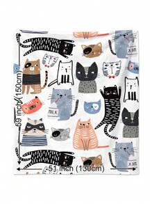 1 peça estilo abstrato pintado à mão, desenho animado fofo gato/animal/animal de estimação, cobertor de pelúcia macio, versátil para sala de estar, sofá, cadeira e uso no quarto, adequado para viagens, acampamento, presente - Multicolorido - Ver 10