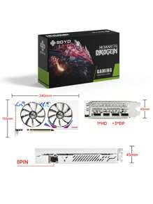 SOYO AMD Radeon RX6600M 8G 全新游戏显卡 GDDR6 256 位 PCIE4.0x16 DP*3 台式机 GPU 显卡适用于 PC - 白色 - 查看 8