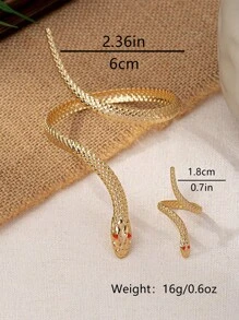 2pcs Fashionable Geometric Snake Wrap Open Bangle And Ring Set For Women, Party Accessories Gift
