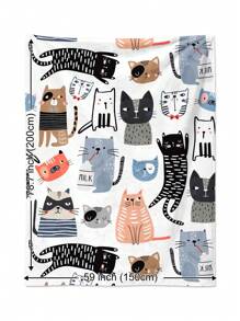 1 peça estilo abstrato pintado à mão, desenho animado fofo gato/animal/animal de estimação, cobertor de pelúcia macio, versátil para sala de estar, sofá, cadeira e uso no quarto, adequado para viagens, acampamento, presente - Multicolorido - Ver 9