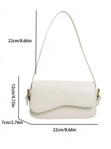 PU Leather Solid Color Casual Multi-Pocket Women Shoulder Bag - White - View 2