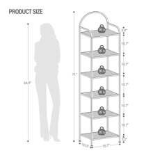 HEXCELEN Bookcase Bookshelf, Tempered Glass Bookshelves, Slim Shelving Unit For Bedroom, Bathroom, Home Office, Steel Frame, Home Decor,4/5/6 Tier Gold - 金色 - 查看 10