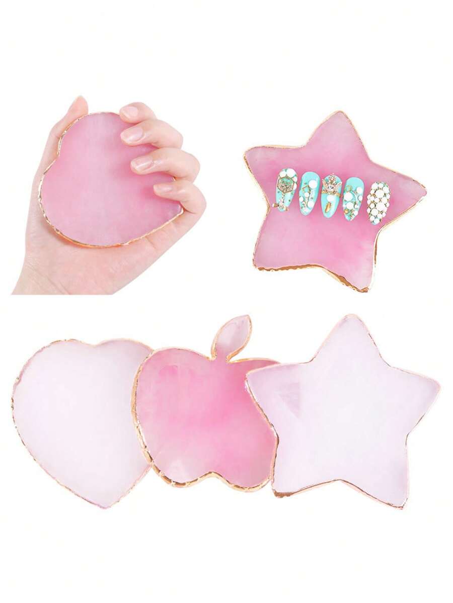 Nail Art Color Palette, Crystal Agate Stone, Gold Round Edge, Cracked