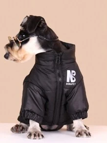 Áo khoác đệm in phản quang cho thú cưng - màu đen - Xem 2