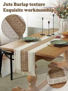 Caminho de mesa Boho Caminhos de mesa de macramê, para decoração de casa Caminho de mesa de macramê creme e marrom com borlas, para jantar Boho, decoração de quarto, chá de panela, decoração de mesa de outono