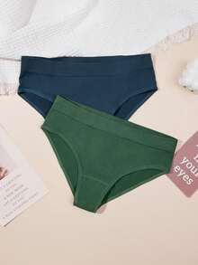 5 件装多色无缝低腰收腹舒适透气女式比基尼三角裤 - 彩色 - 查看 3