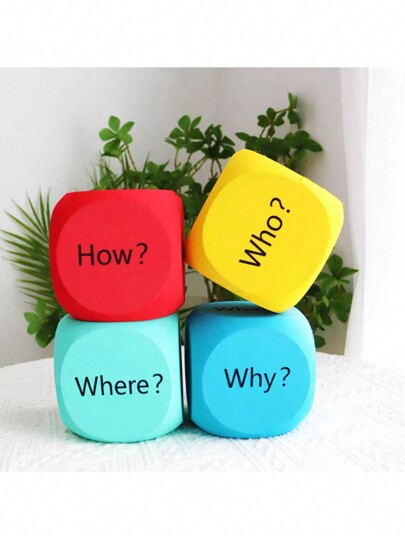 BELLKIDS 4 PCS Spelling Dice, 4 Colors, Roll Dice, Learning Dice, Question Dice, Suitable For Reading, Home, Party Games