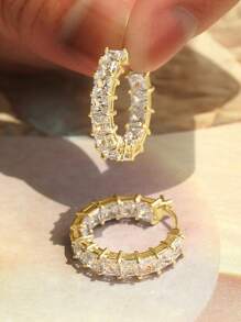 1對兒童優雅立體氧化鋯石圓環耳環，適用於女孩日常裝飾與派對珠寶饰品生日禮物 - 1# - 查看 14