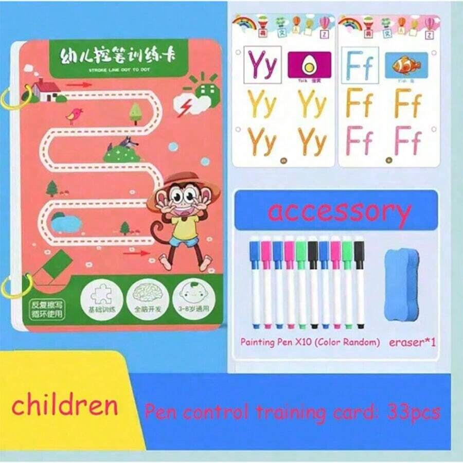44pcs Reusable Handwriting Practice Notebook, School Writing Copybook