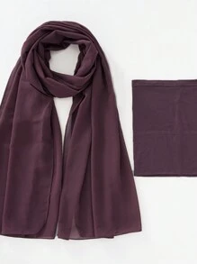 2 件/套涤纶纯色透气弹力渔夫帽和配套雪纺珍珠围巾头巾，适合 4 季