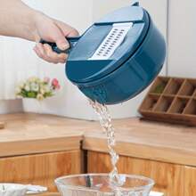 12合1多功能蔬菜切碎机 - 手动切片机，胡萝卜、土豆、洋葱、黄瓜切丝器 | 食物切碎机，带容器切丁机 | 易于清洁的厨房工具。适用于家庭厨房和餐厅使用 - 彩色 - 查看 9