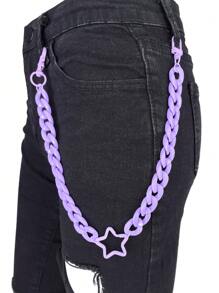 1条男士朋克风粉色裤链，时尚百搭复古单层亚克力链，可装饰牛仔裤，适合音乐节、派对、秋冬配饰、万圣节装扮，适合青少年、年轻男士，休闲、户外、运动、度假、毕业礼物、生日、日常佩戴 - 粉色 - 查看 12