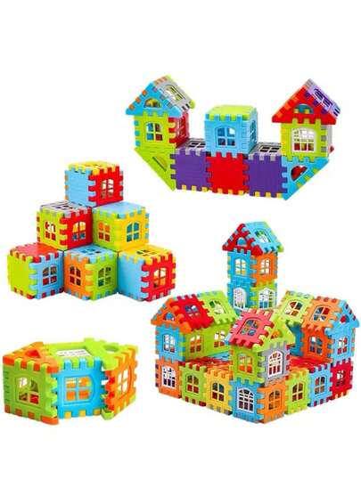 Blocos de construção para crianças, 25/50/70/100 peças, quebra-cabeça, casa, castelo, brinquedos educativos para meninos e meninas (acessórios de cores aleatórias)