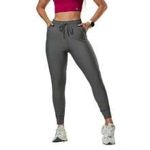 Jogger Pants High Elastic Waist Polyamide Cuff Hem Pockets Comfortable UV50+ High Elasticity - Màu xám đen - Xem 5