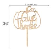 Happy Thanksgiving Cake Topper In Wood Thanksgiving Party Pumpkin Cake Decoration - Wood - View 6