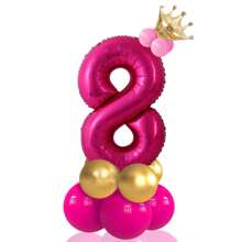 14 件桃红色气球柱套装，包括铝箔数字气球和乳胶气球，非常适合生日、周年纪念、毕业典礼、婚礼、情人节和母亲节装饰。圣诞节 - 玫紅色 - 查看 16