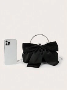 Elegant Glitter Bowknot Evening Clutch Bag – Shiny Glamorous Y2K Style For Parties, Weddings, Prom, Dinners, And Music Festivals | Perfect Gift For Women, Teens, And College Students, Perfectly Matching With Prom Accessories - Black - View 7