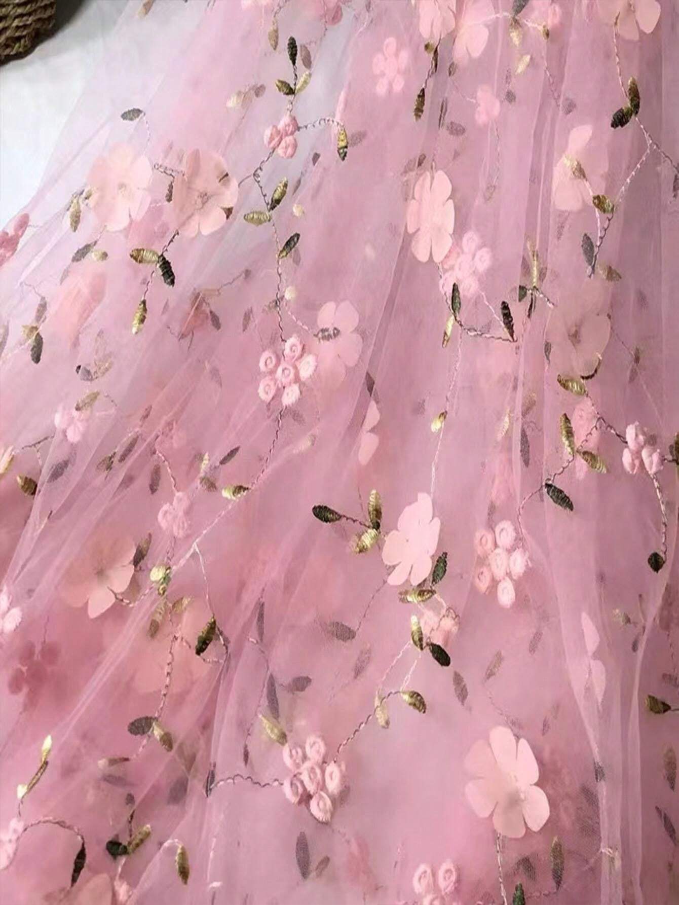 Patterned Tulle 3D Embroidered Floral Pattern Tulle Fabric, Lace Fabric For DIY Dress ...