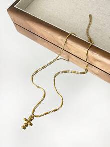 Monlansher 1 件女士新款不锈钢吊坠项链，多种吊坠选择，时尚简约时尚分层佩戴或单戴 - 金色 - 查看 18