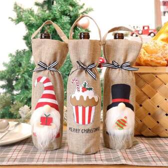 Christmas Decorative Products Faceless Old Man Doll Portable Wine Bottle Set Christmas Champagne Red Wine Bag Gift,Bottle Gift Sets, Home Decoration, Restaurant, Bar, Cafe, Wedding, Party Decoration, Friend Gift, Christmas Gift, New Year Gift.,Christmas Gifts,Merry Christmas