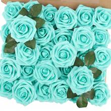 Real Looking Foam Fake Roses With Stems For DIY Wedding Bouquets Bridal Shower Centerpieces Floral Arrangements Party Tables Home Decorations(No Box, Packaged In OPP Bag), Valentine Day, Gift - Multicolor - View 59