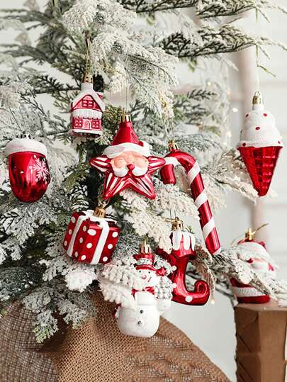 2 件圣诞装饰卡通圣诞老人雪人手杖设计挂饰圣诞树饰品，圣诞节