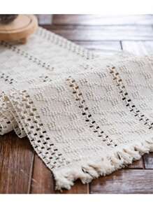 Caminho de mesa Boho Caminhos de mesa de macramê, para decoração de casa Caminho de mesa de macramê creme e marrom com borlas, para jantar Boho, decoração de quarto, chá de panela, decoração de mesa de outono
