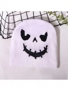 Gorro de punto con diseño de calabaza de Halloween de moda, cómodo y cálido, con estilo hip hop personalizado, adecuado como regalo de Halloween - Multicolor - Ver 6
