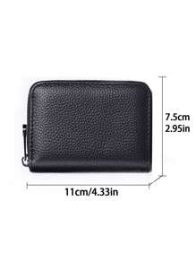 1pc Men's Multifunctional Business Card Holder & Coin Purse, Compact Size For Easy Carrying - Black - View 10