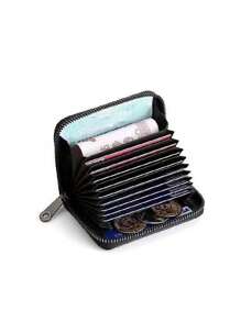 1pc Men's Multifunctional Business Card Holder & Coin Purse, Compact Size For Easy Carrying - Black - View 9