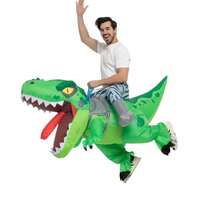 Disfraz inflable de dinosaurio, disfraz de paseo de T-Rex con aire inflado, divertido disfraz de fiesta de disfraces de Halloween, Disfraz de aire inflado verde genial, Disfraces de dinosaurio para montar (Altura adecuada 160-190cm)