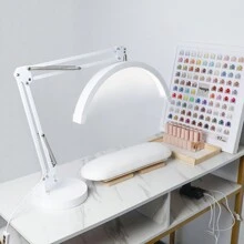 Half Moon Swing Arm Table Lamp, 2500 Lumens, CCT Dimming, 5 Light Modes, Professional LED Lighting For Estheticians, Ideal For Nail Art, Facials, And Tattoos (With Base, White) - 查看 5