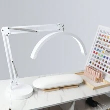 Half Moon Swing Arm Table Lamp, 2500 Lumens, CCT Dimming, 5 Light Modes, Professional LED Lighting For Estheticians, Ideal For Nail Art, Facials, And Tattoos (With Base, White) - 查看 1