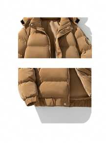 Men's Thick Padded Coat, Slim Fit, Warm, Windproof, Fashionable Padded Coat For Autumn/Winter - Brown - View 4