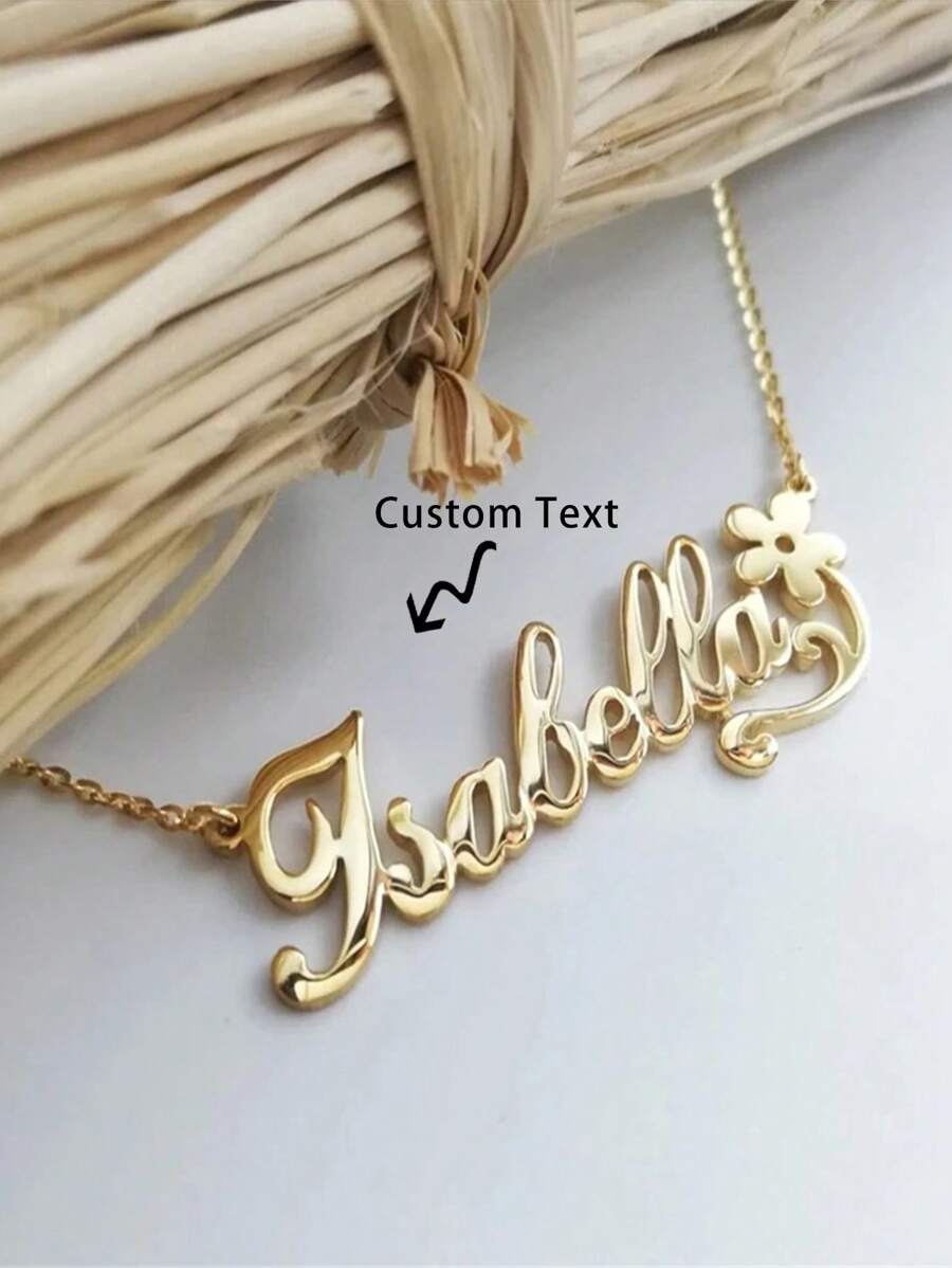 Customized Butterfly Ribbon Name Pendant Necklace Personalized Fashion Cute Romantic Jewelry Simple Letter Gold Color Chain Stainless Steel Jewelry DIY Accessories Engagement Wedding Gifts
