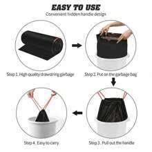 2 Rolls Of 30/60/100L Multi-Purpose Garbage Bags, Kitchen Household Large Drawstring Garbage Bag Bathroom Garbage Bag Disposable Garbage Bag Bagged Kitchen Storage Garbage Bag Suitable For Bathroom Kitchen Office Restaurant Living Room Room Cleaning Plastic Link Bag, Home Decoration, Christmas Gifts, Home Gifts, Room Decoration - Black - View 9