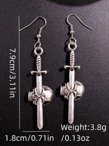 1Pair Gothic Vintage Sword Alloy Earrings For Women Man Fashion Cool Punk Rock Party Jewelry Accessories Gift Fantasy Cross Dagger Ear Hooks