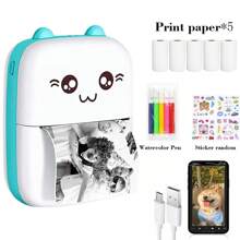 Mini Impresora Portátil Térmica Portátil Para IOS/Android - Azul - Ver 1